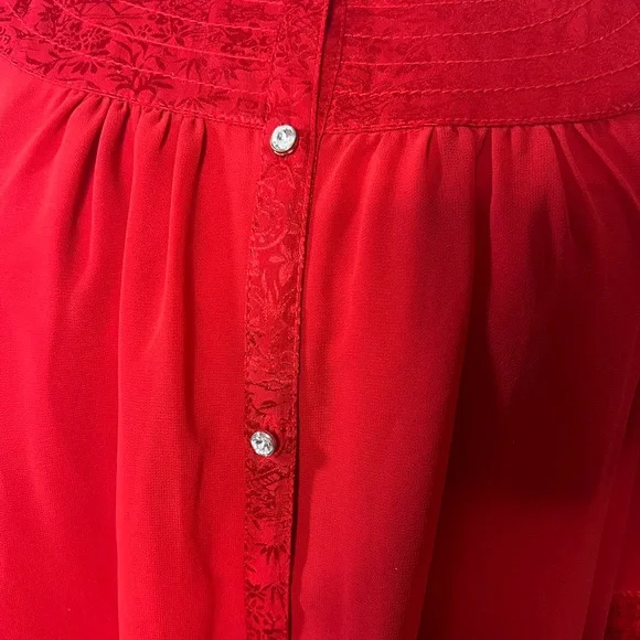 Anthropologie Moulinette Soeurs Vibrant Red puff Sleeve Blouse Size 12 - Picture 4 of 6